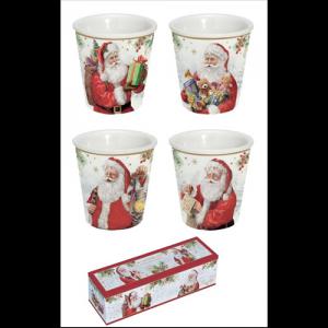 R2S.1952SANC Porcelán eszpresszópohár 100ml, 4 személyes, dobozban, Santa Is Coming