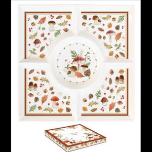 R2S.2095AUBR Porcelán kínálótálca 25x25cm, dobozban, Autumn Breeze