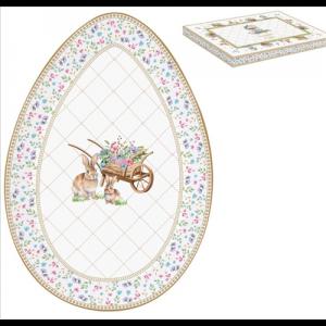 R2S.2096SPBL Porcelán kínálótálca 30x21cm, tojás formájú, dobozban, Spring Bloom