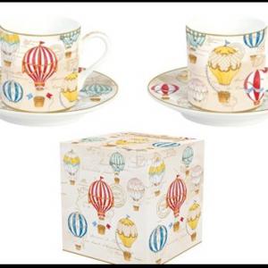 R2S.211AIRB Porcelán eszpresszócsésze+alj 2 személyes 75ml dobozban,Air Balloons