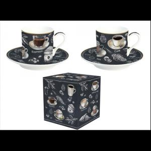 R2S.211BRST Porcelán eszpresszócsésze+alj 75ml, 2 személyes, dobozban, Barista