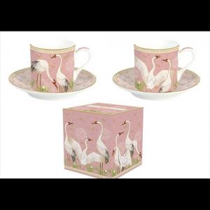 R2S.211DANC Porcelán eszpresszócsésze+alj 2 személyes 75ml dobozban,Dancing Herons