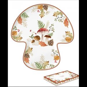 R2S.2144AUBR Porceántálca gombaformájú, 29,5x28cm, dobozban, Autumn Breeze