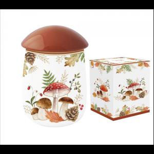 R2S.2148AUBR Porcelán konyhai tároló gombaformájú, 12x19cm, dobozban, Autumn Breeze