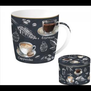 R2S.217BRST Porcelánbögre 350ml, fémdobozban, Barista