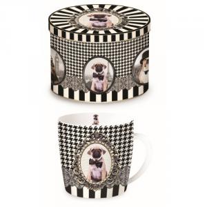 R2S.217DOGA Porcelánbögre fémdobozban 250ml, Barocco Dogs A