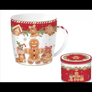 R2S.217FANG Porcelánbögre 350ml, fémdobozban, Fancy Gingerbread