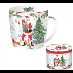 R2S.217JOYF Porcelánbögre 350ml, fémdobozban, Joyful Santa