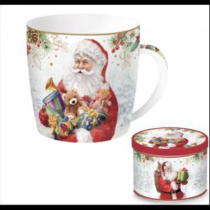 R2S.217SANC Porcelánbögre 350ml, fémdobozban, Santa Is Coming