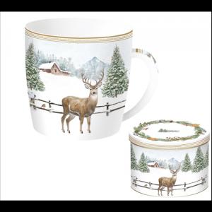 R2S.217WHIF Porcelánbögre 350ml, fémdobozban, White Forest