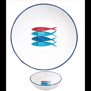 R2S.2201SARD Porcelán mélytányér 18cm,Sardine's Party