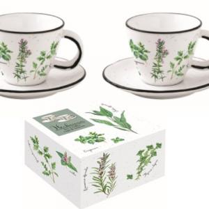 R2S.2205HERU Porcelán eszpresszócsésze+alj 120ml,dobozban,Herbarium