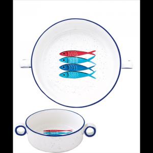 R2S.2206SARD Porcelántál füllel 12cm,Sardine's Party