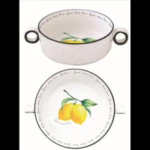 R2S.2207AMAL Porcelántál füllel 16cm,Amalfi citrom mintás