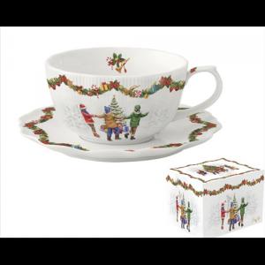 R2S.2781RNDA Porcelán teáscsésze+alj, 300ml, dobozban, Christmas Round Dance