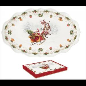 R2S.2786NOCH Porcelántálca ovál, 40x25,5cm, dobozban, Nostalgic Christmas