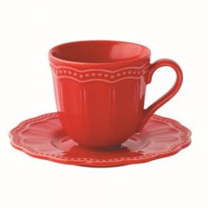 R2S.2886ELIR Porcelán eszpresszócsésze+alj 110ml, Elite red