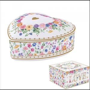 R2S.3112MAMO Porcelán fedeles ékszertartó tálka 12x12x6cm, dobozban, Mon Amour