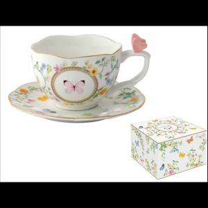 R2S.3124DANB Porcelán teáscsésze+alj 240ml dobozban,Dancing Butterflies