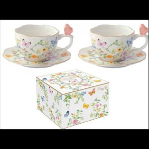 R2S.3125DANB Porcelán eszpresszócsésze+alj 2 személyes 120ml dobozban,Dancing Butterflies