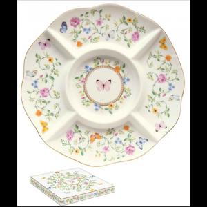 R2S.3135DANB Porcelán kínálótálca dia25,5cm , dobozban, Dancing Butterfly