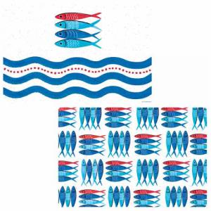 R2S.320SARD Műanyag tányéralátét kétoldalas 45x30cm,Sardine's Party