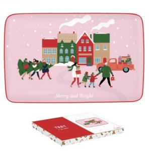 R2S.3227CTWI Porcelántálca 22x14cm, dobozban, Christmas Twist