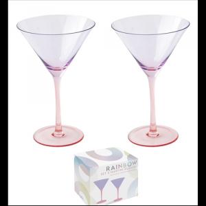 R2S.4006RAVR Martinis üvegpohárszett 2 db-os, színes, 270ml, dobozban,lila-piros, Rainbow