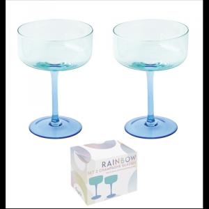 R2S.4007RABB Champagne üvegpohárszett 2 db-os, színes, 300ml, dobozban, kék-világoskék, Rainbow