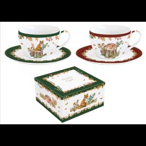 R2S.922FODR Porcelán teáscsésze+alj 240ml, 2 személyes, dobozban, Forest Dream