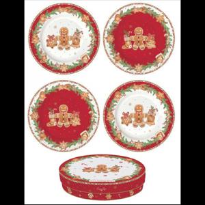 R2S.924FANG Porcelán desszerttányérszett 4db-os,19cm dobozban, Fancy Gingerbread