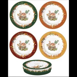 R2S.924FODR Porcelán desszerttányérszett 4db-os,19cm dobozban, Forest Dream