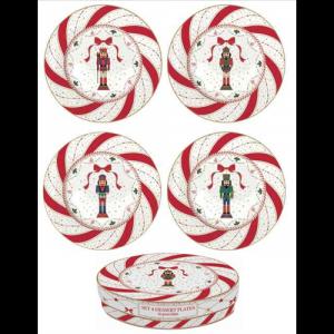 R2S.924NTWI Porcelán desszerttányérszett 4db-os, 19cm, dobozban, Nutcracker Twist