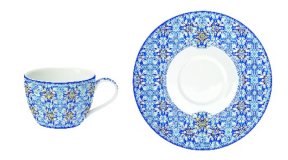 R2S.939MAIB Porcelán teáscsésze aljjal, 240ml, 1db, Maiolica Blue