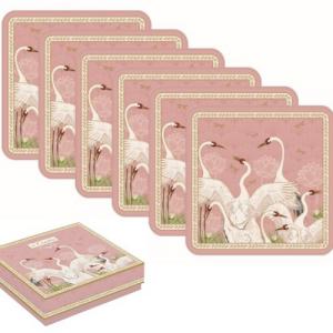 R2S.952DANC Parafa poháralátét 6db-os 10,5x10,5cm,Dancing Herons