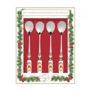 R2S.965MNOE Rozsdamentes teáskanál szett 4 db-os, porcelánnyéllel, Magie de Noel