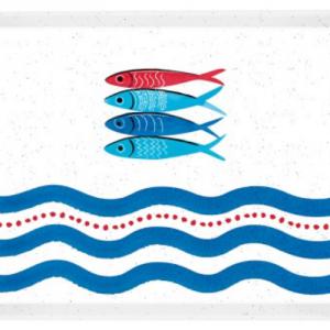 R2S.A28100SARD Műanyag tálca 52x35cm,Sardine's Party