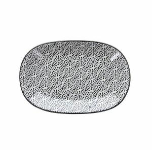 Tognana CHAKRA porcelán ovál tál 28cm fekete-fehér