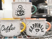 Tognana Happy Coffee fröcskölt-színes kerámia mokkás bögre, 9 cl, 1 db