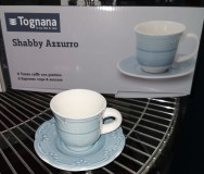 Tognana Shabby Azzurro, 6 személyes kerámia mokkás készlet, 9 cl, kék