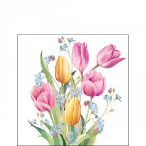 Tulipános szalvéta, AMB.12517030 Tulips Bouquet papírszalvéta 25x25cm,20db-os