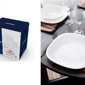 új LUMINARC CARINE fehér 19 részes üveg étkészlet, 502628