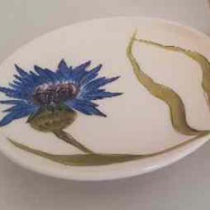 Vanilia Kerámia 11-06 Búzavirágos kávésalj,dia14,5 cm,kerámia ,kézzel festett, V.K.11-06