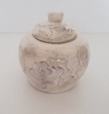 Vanilia Kerámia 31-03 Domború mintás cukortartó,virágos natur,kerámia, V.K.31-03