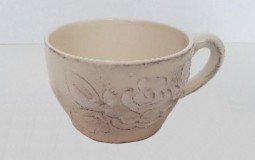 Vanilia Kerámia 31-07-02, Domború mintás teáscsésze,virágos natur,kerámia, V.K.31-07-02
