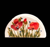 Vanilia Kerámia 43-04, Tele virágos szalvétatartó,pipacs,kerámia,kézzel festett, V.K.43-04