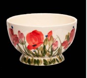 Vanilia Kerámia 43-12 Tele virágos műzlistál,pipacs,kerámia,kézzel festett, V.K.43-12