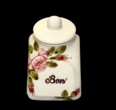 Vanilia Kerámia, 44-21 Rózsás fűszertartó kicsi, 11,5cm, 0,3l, választható felirat, V.K.44-21