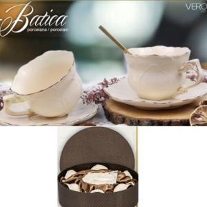 V.B.12548 Batica porceláncsésze+alj, 250ml, 6 személyes, dobozban