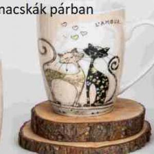 V.B.18106 Koty porcelánbögre 360ml, Cicás, (macskák párban) Veroni, 1db